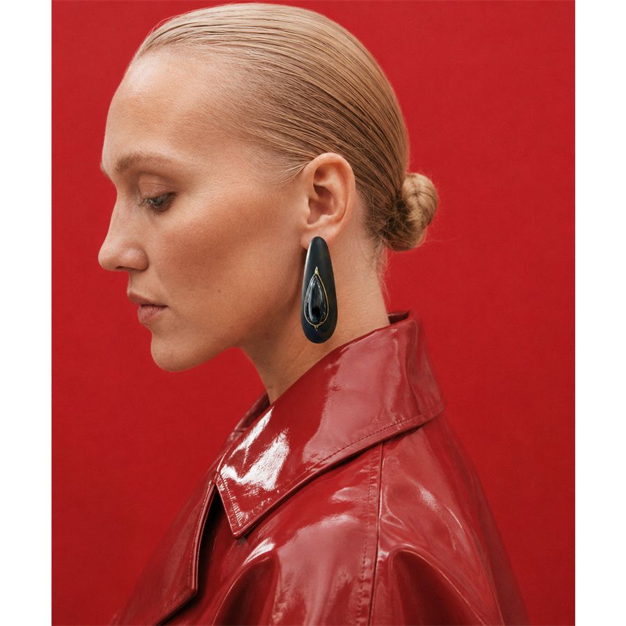 Ebony teardrop earrings Totem | OR EBGOCCIA